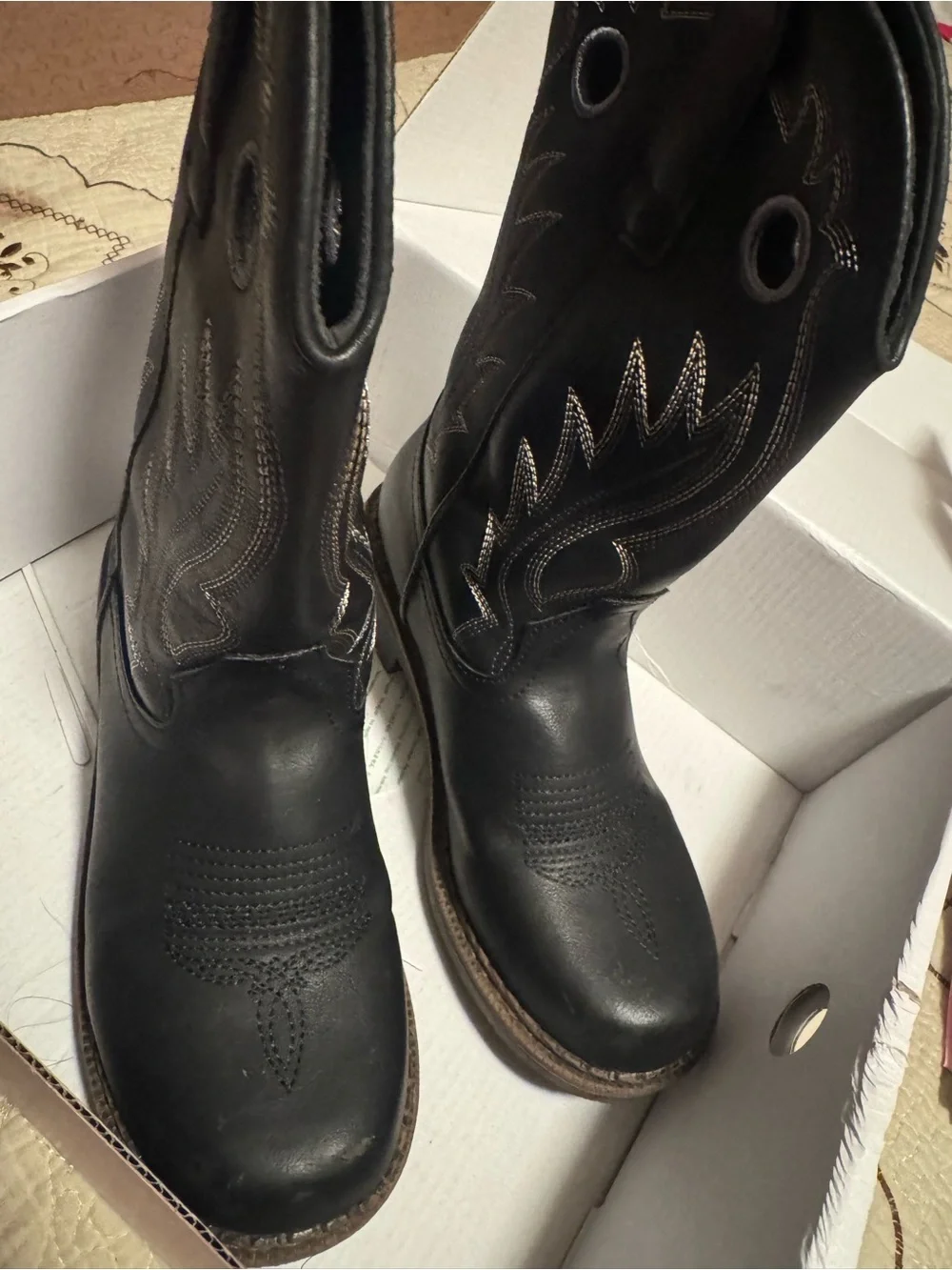 Kids Black Pull-On Western Boots